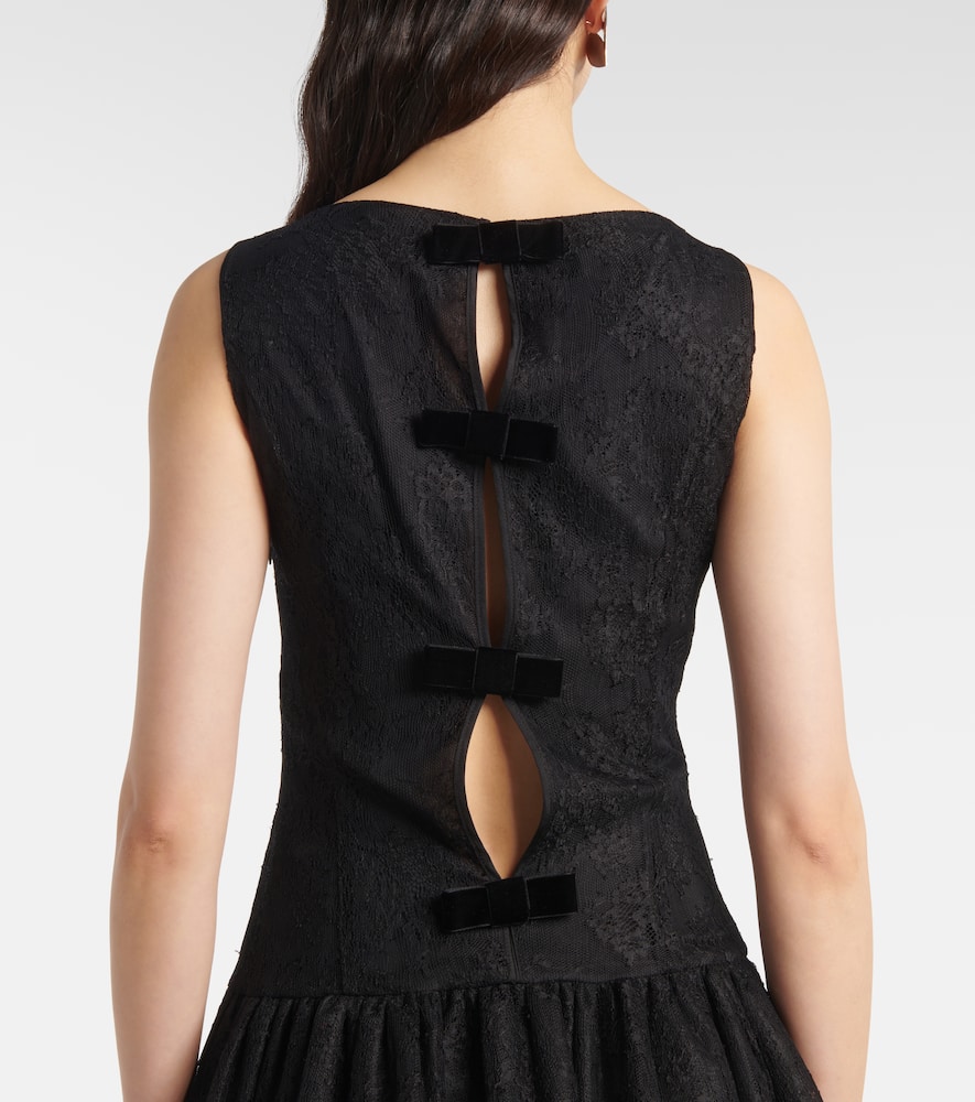Bow-detail lace minidress