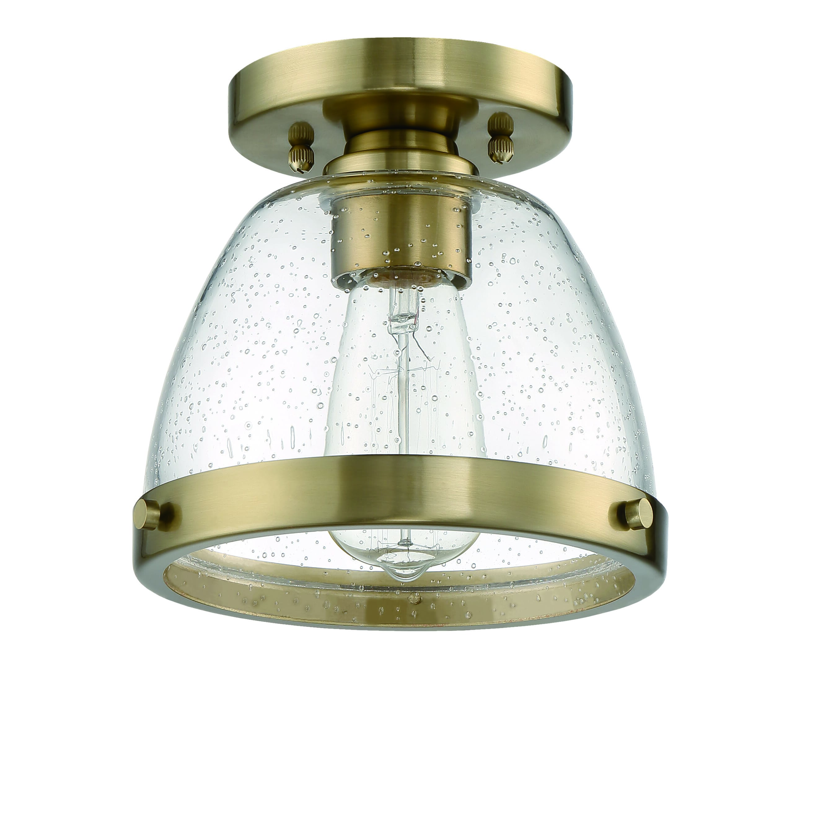 Satin Brass One Light Flushmount from the Lodie Collection