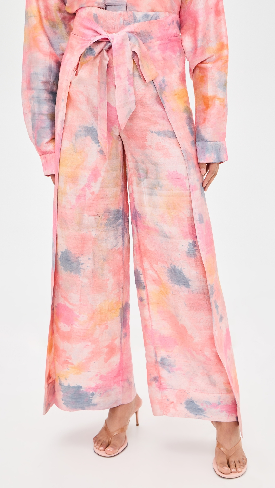 Two Panel Wrap Silk Pants Tropical Storm Hand Dye