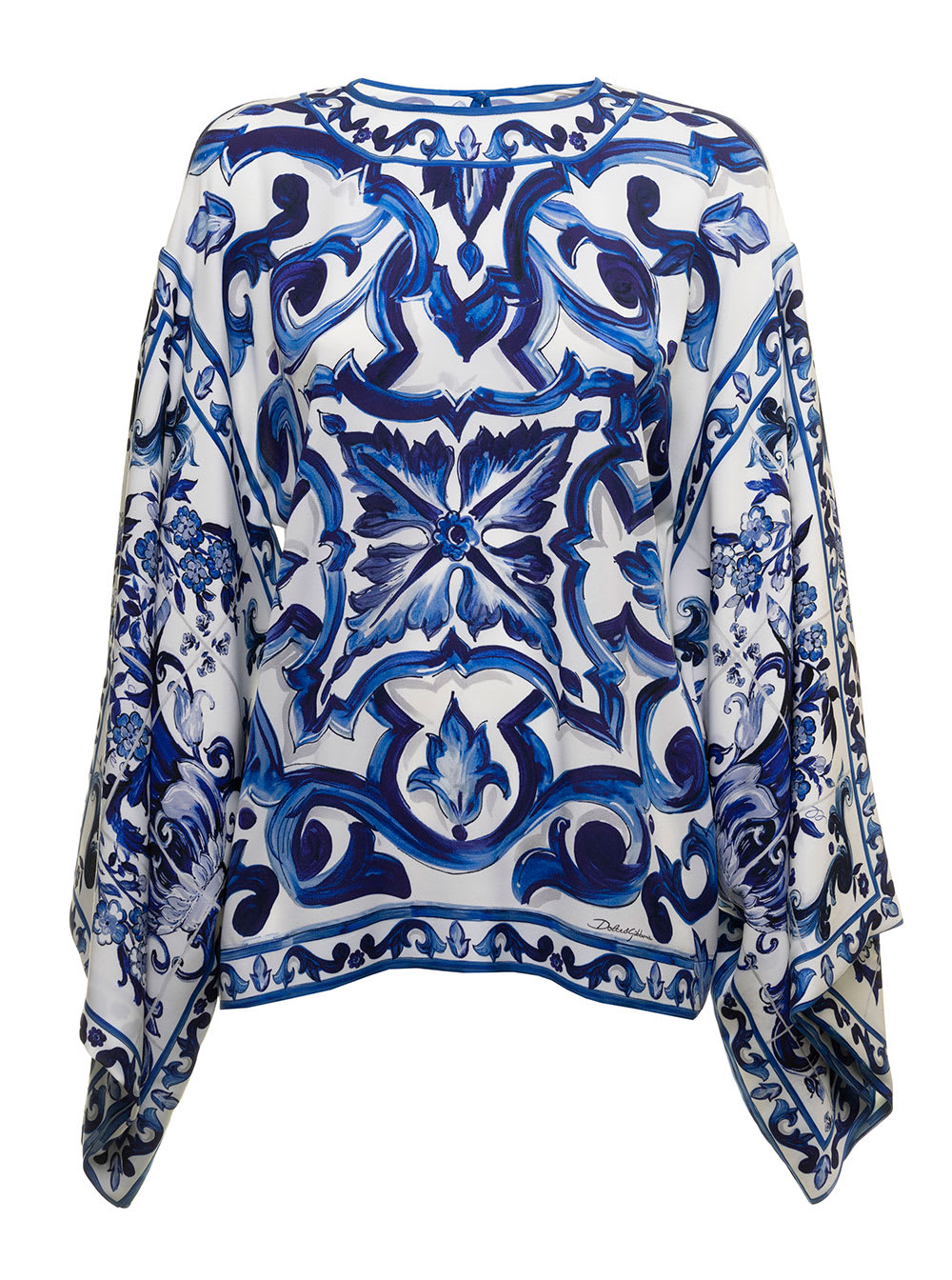 Womans Maiolica Printed Silk Shirt Blouse