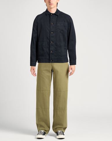 Man Denim shirt Midnight blue Size XXXL Linen, Cotton, Elastane