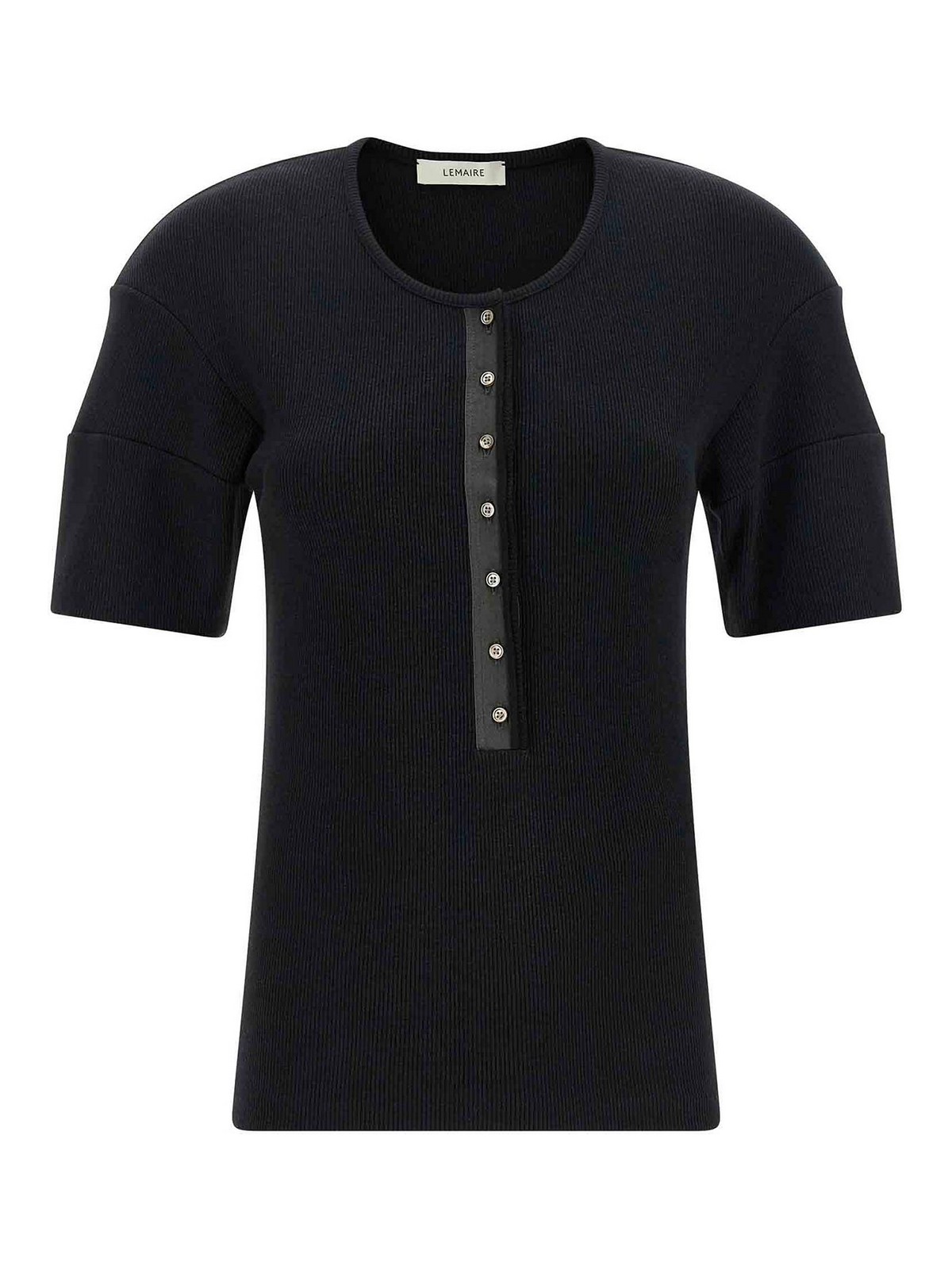Lemaire - henley knit short sleeve round neck sweater