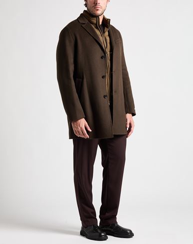 Paltò Man Coat Dark brown Size 36 Wool, Nylon