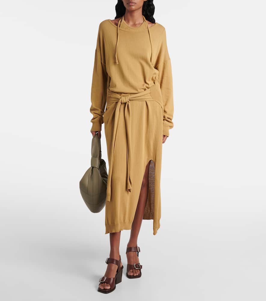 Trompe-l'ail cotton midi dress