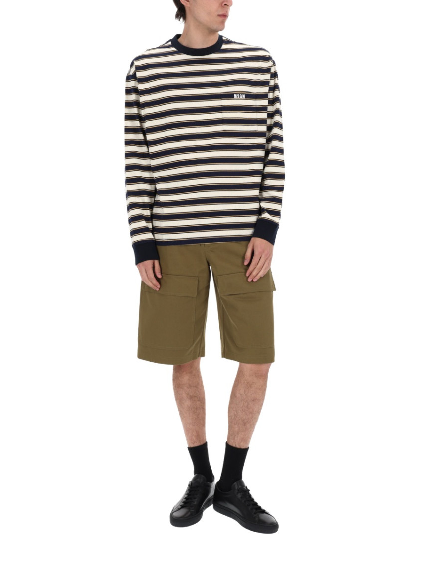 MSGM - cotton shorts logo patch belt loop