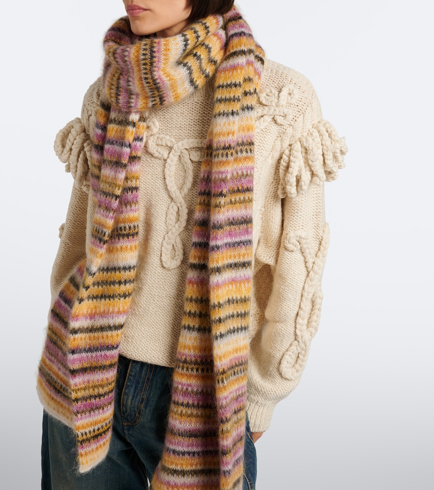 Mouna striped mohair and wool-blend scarf