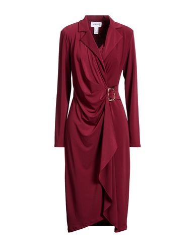 Woman Midi dress Burgundy Size 10 Polyester, Elastane