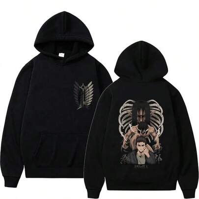 Anime AttackS On Titan Men Women Hoodies Yeager Eren Graphic Printed Hooded Plus Sweatshirt Harajuku Streetwear Pullover