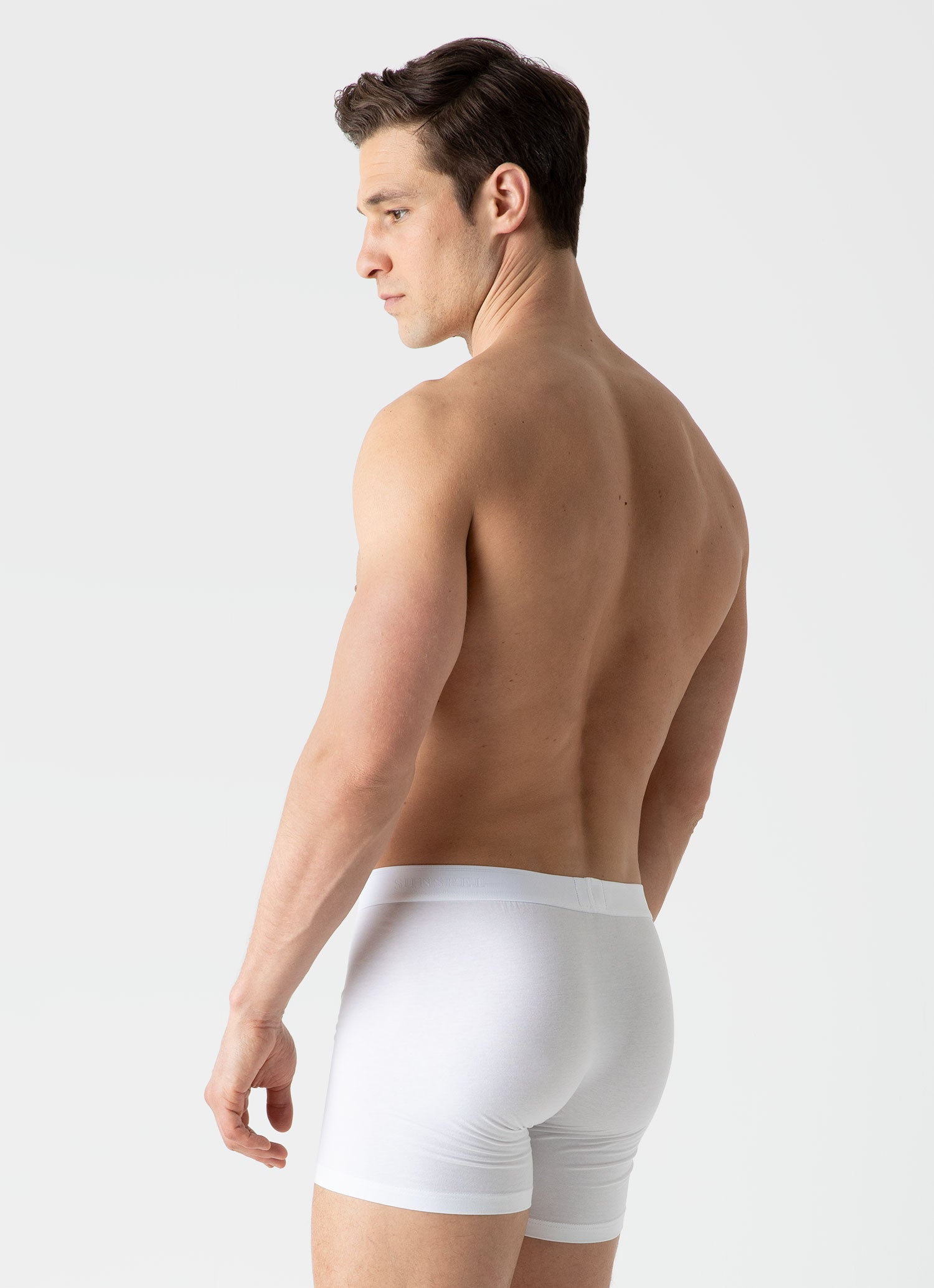 Men's Stretch Cotton Boxer Briefs in White 