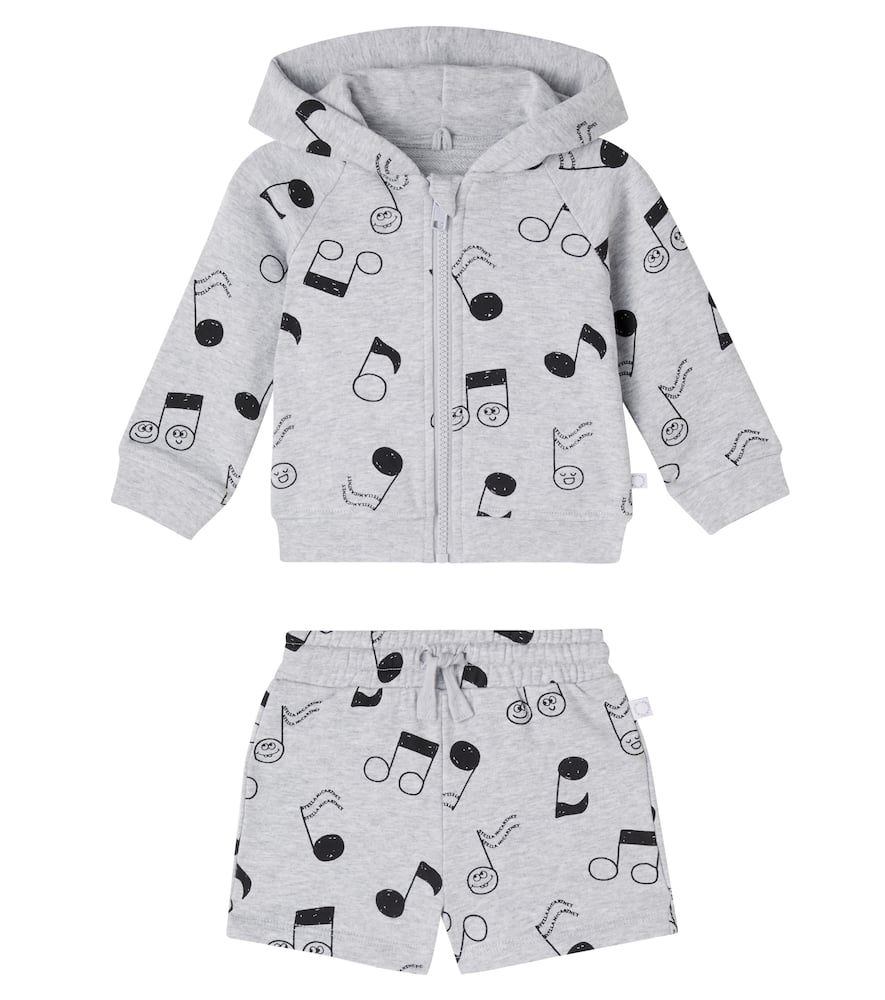 Baby cotton fleece hoodie and shorts set