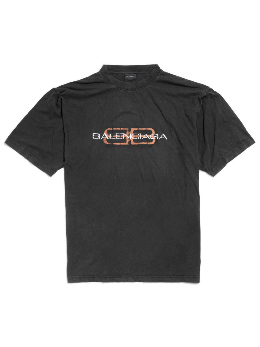 Bb Icon Stencil Medium Fit T-Shirt In Faded Jersey