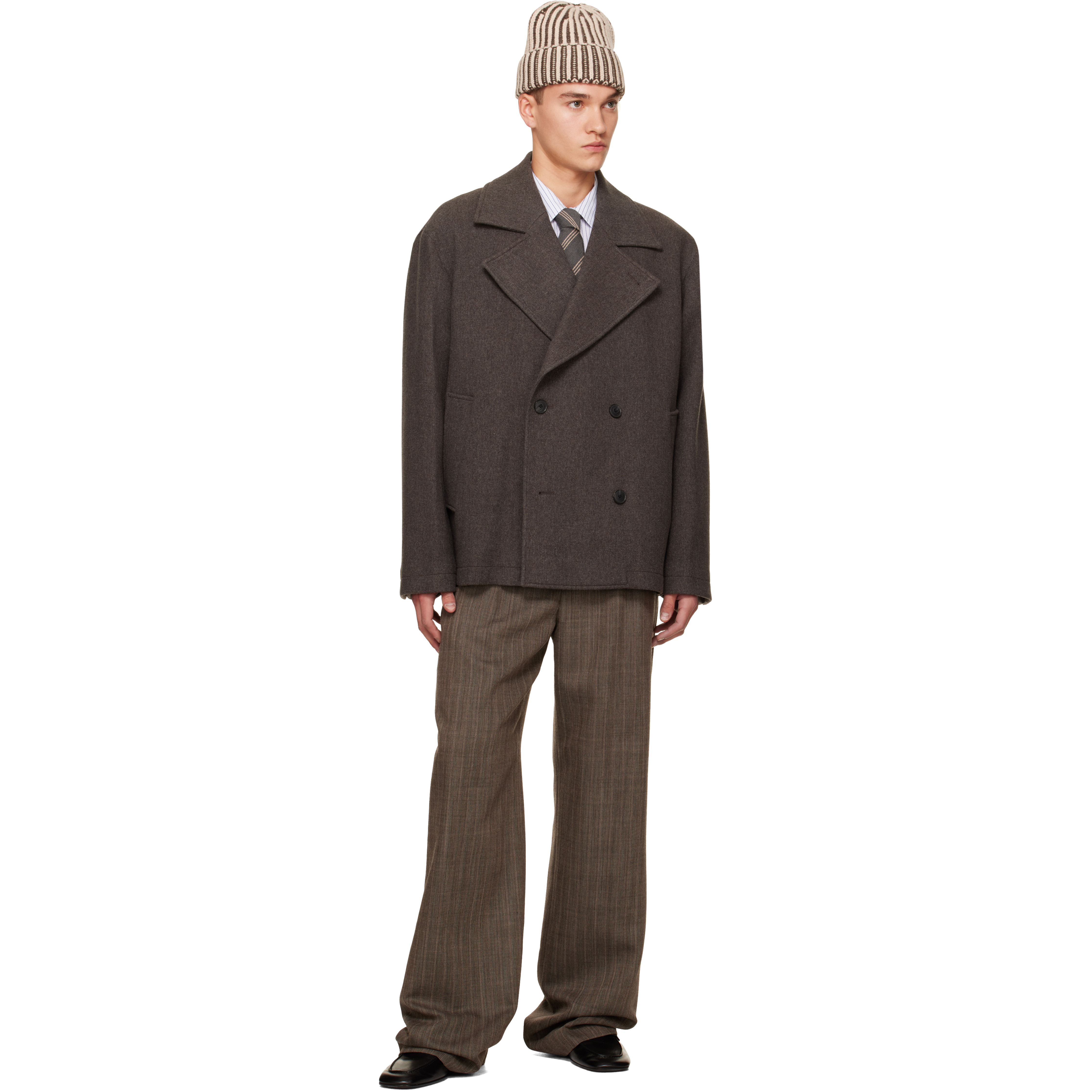 Brown Sentence Peacoat Jacket