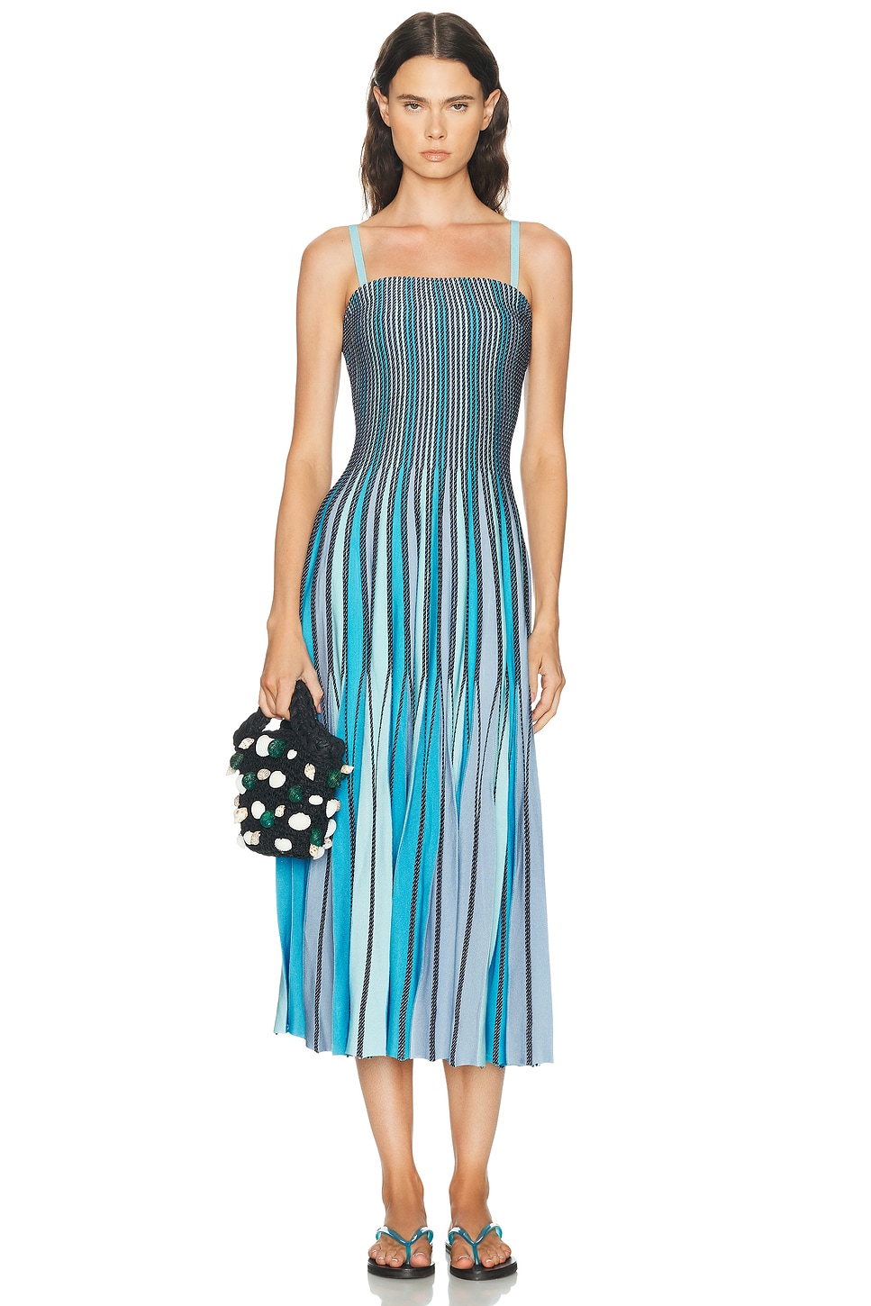 SIMKHAI Soleil Midi Dress in Surf Multi - Blue. XS also in S