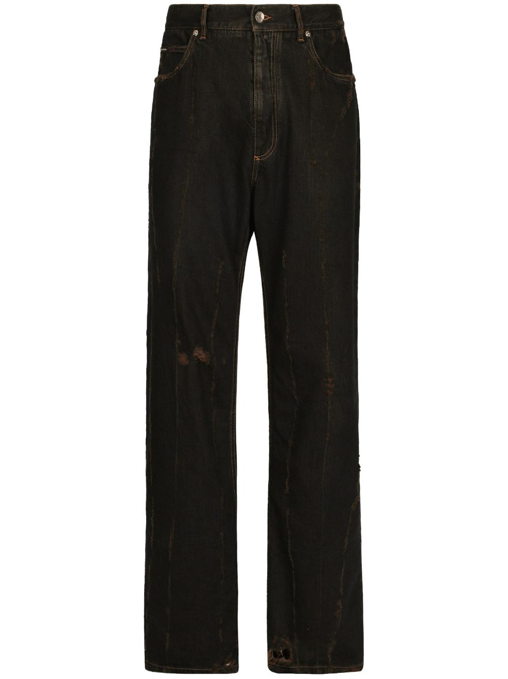 Straight-leg cotton trousers - Black