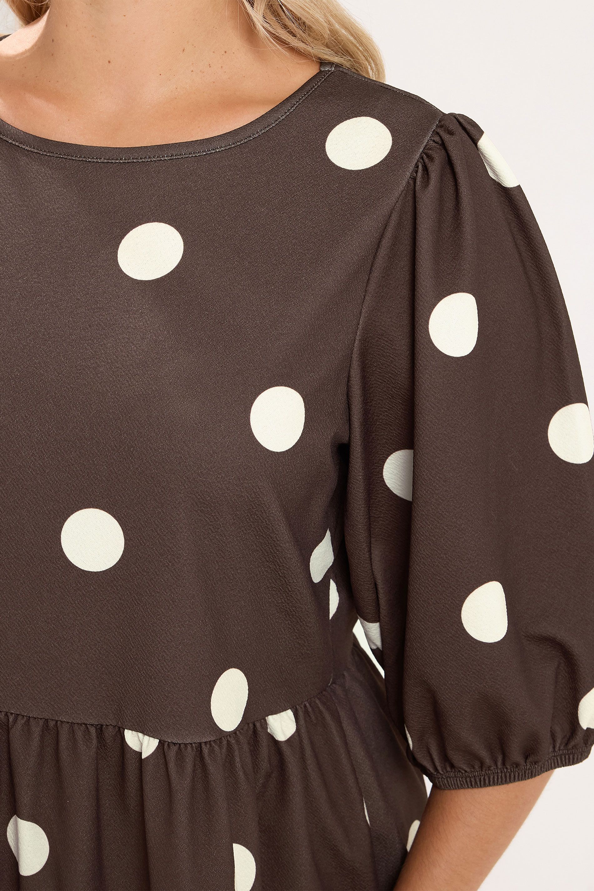 Yours Polka Dot Dress In Chocolate