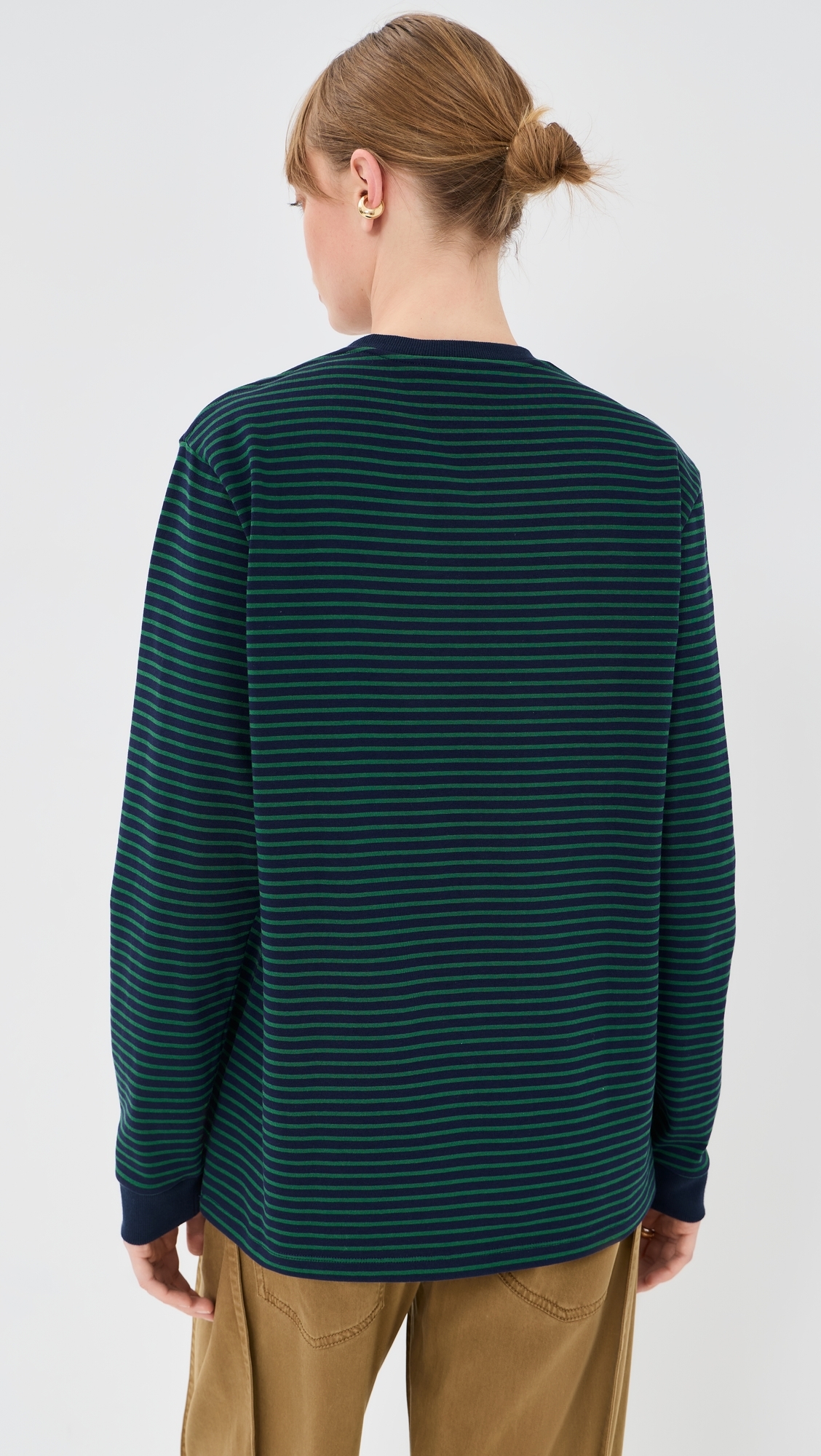Striped Perfect Long Sleeve T-Shirt Navy/Green Multi