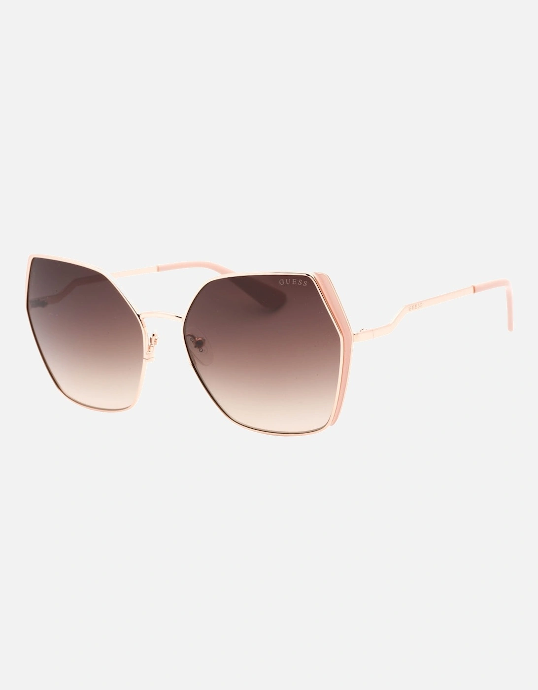 Women's Guess Gradient Brown Lens Shiny Rose Gold Sunglasses - Size: ONE size