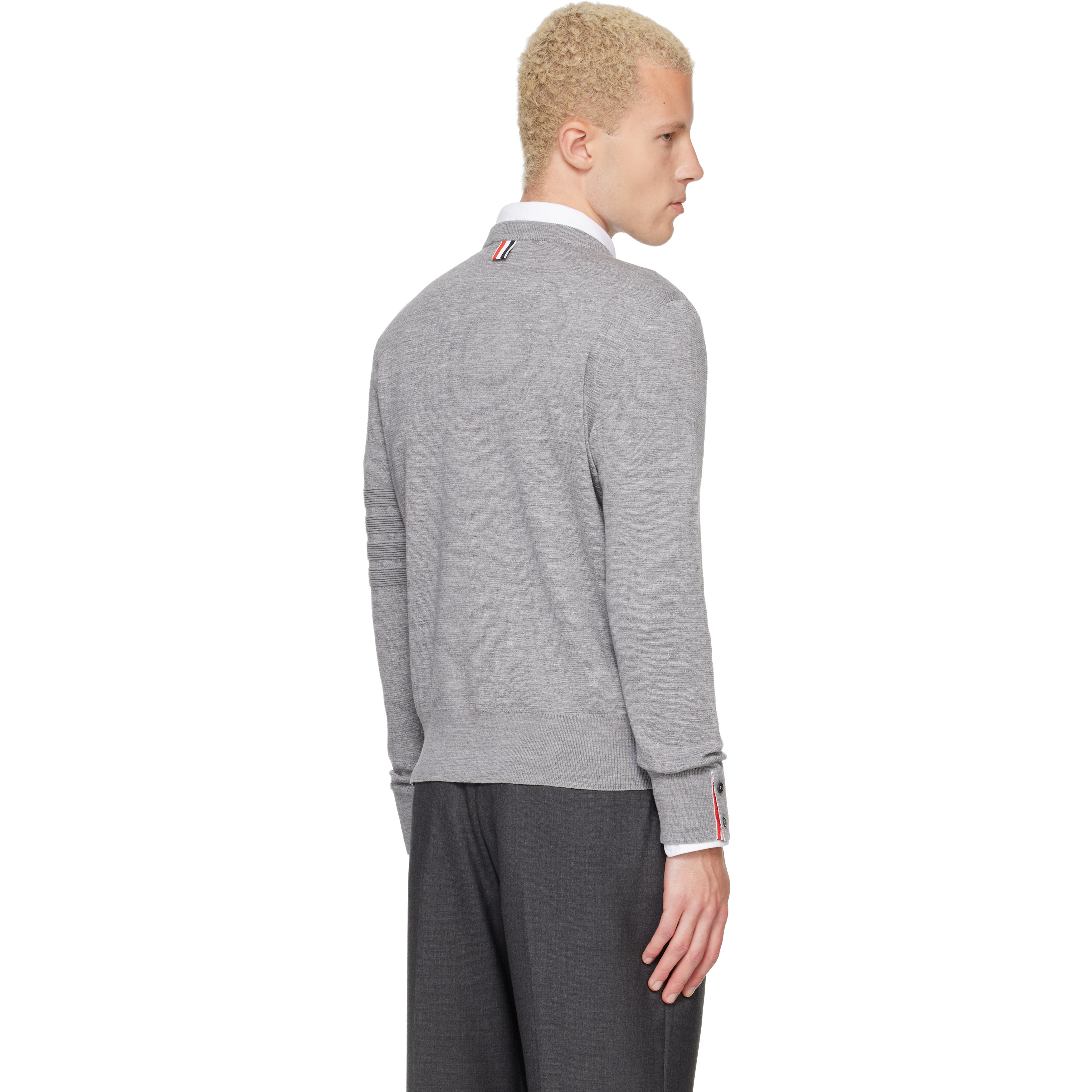 Gray Ottoman Milano Stitch 4-Bar Bomber Sweater