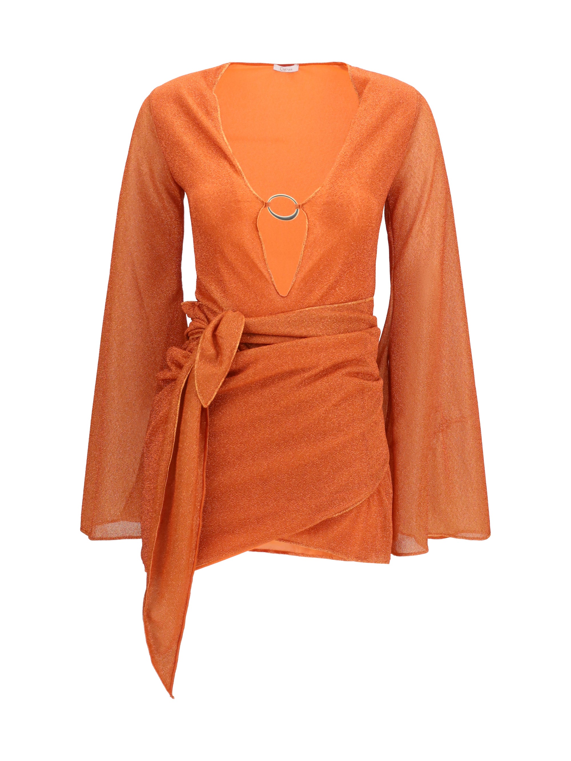 Metallic Wrap Dress — Orange