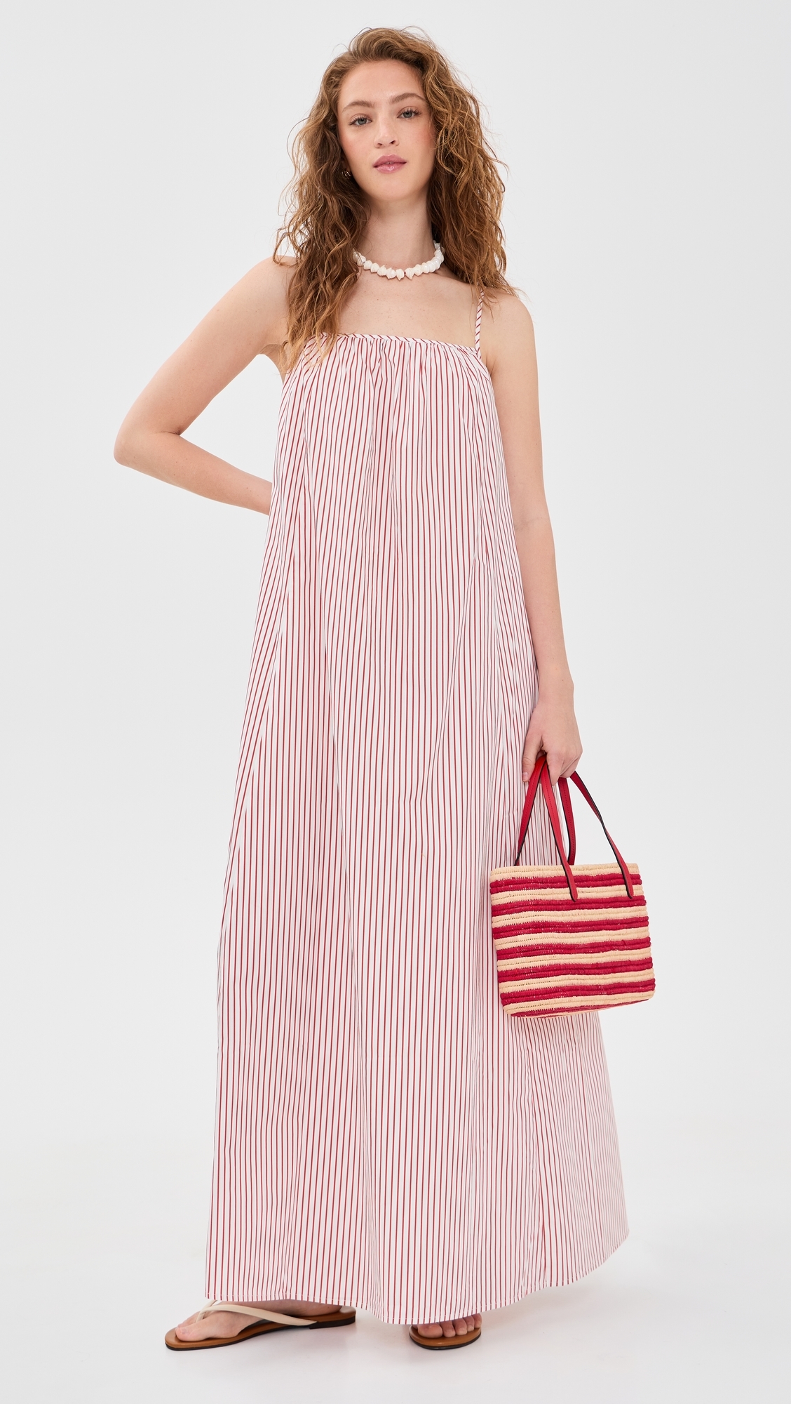 O. p.t Market Cotton Maxi Dress Red Stripe