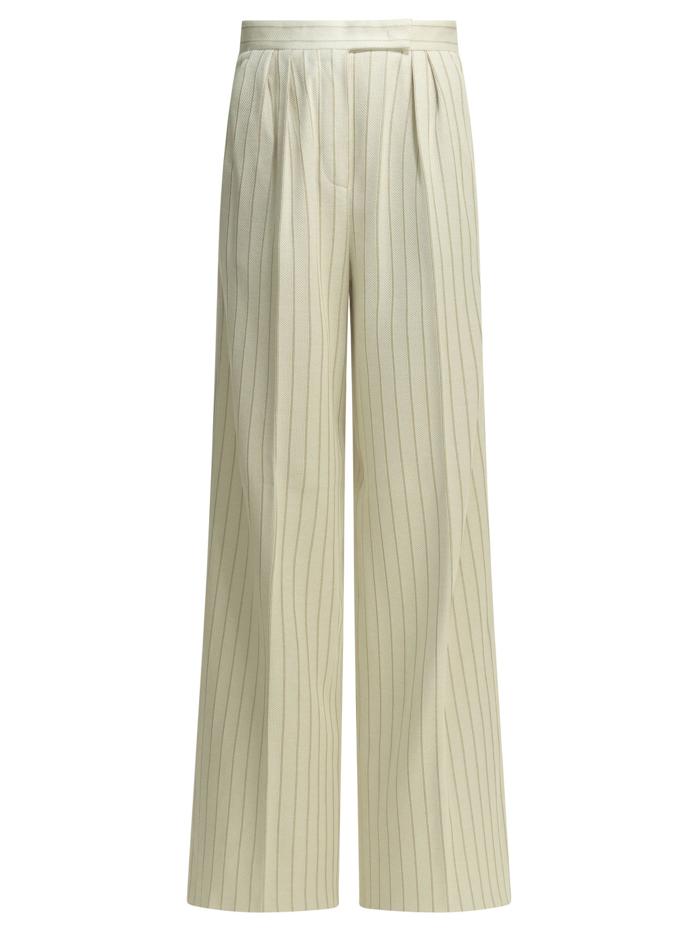 Striped Cotton Pants with Front Zipper and Hook for Women