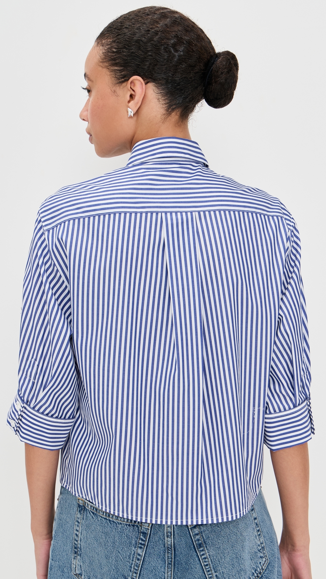Lucia Stripe Poplin Shirt Navy Stripe