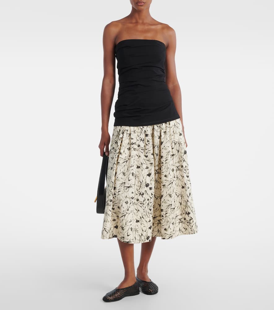 Austin printed cotton poplin midi skirt