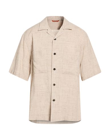 Man Shirt Beige Size 36 Viscose