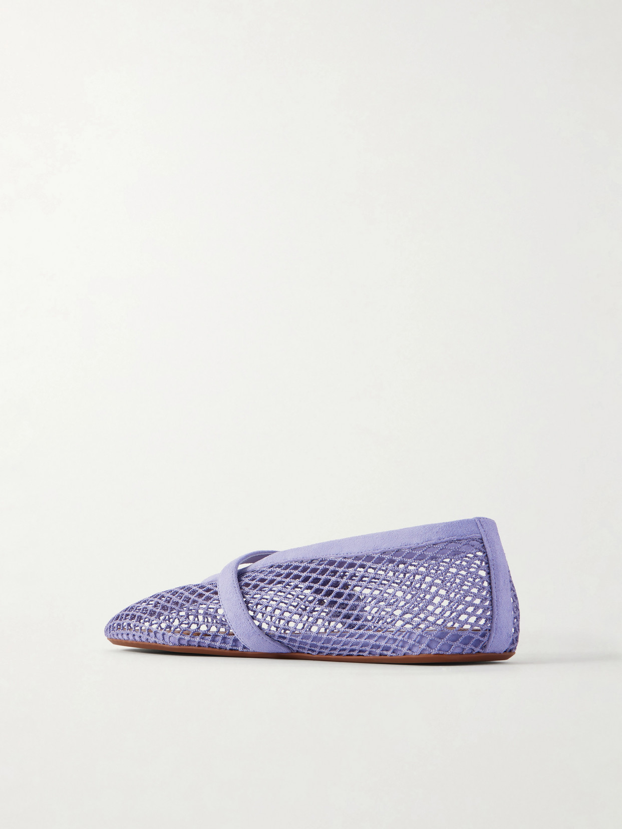 Suede-trimmed Fishnet Ballet Flats - Purple