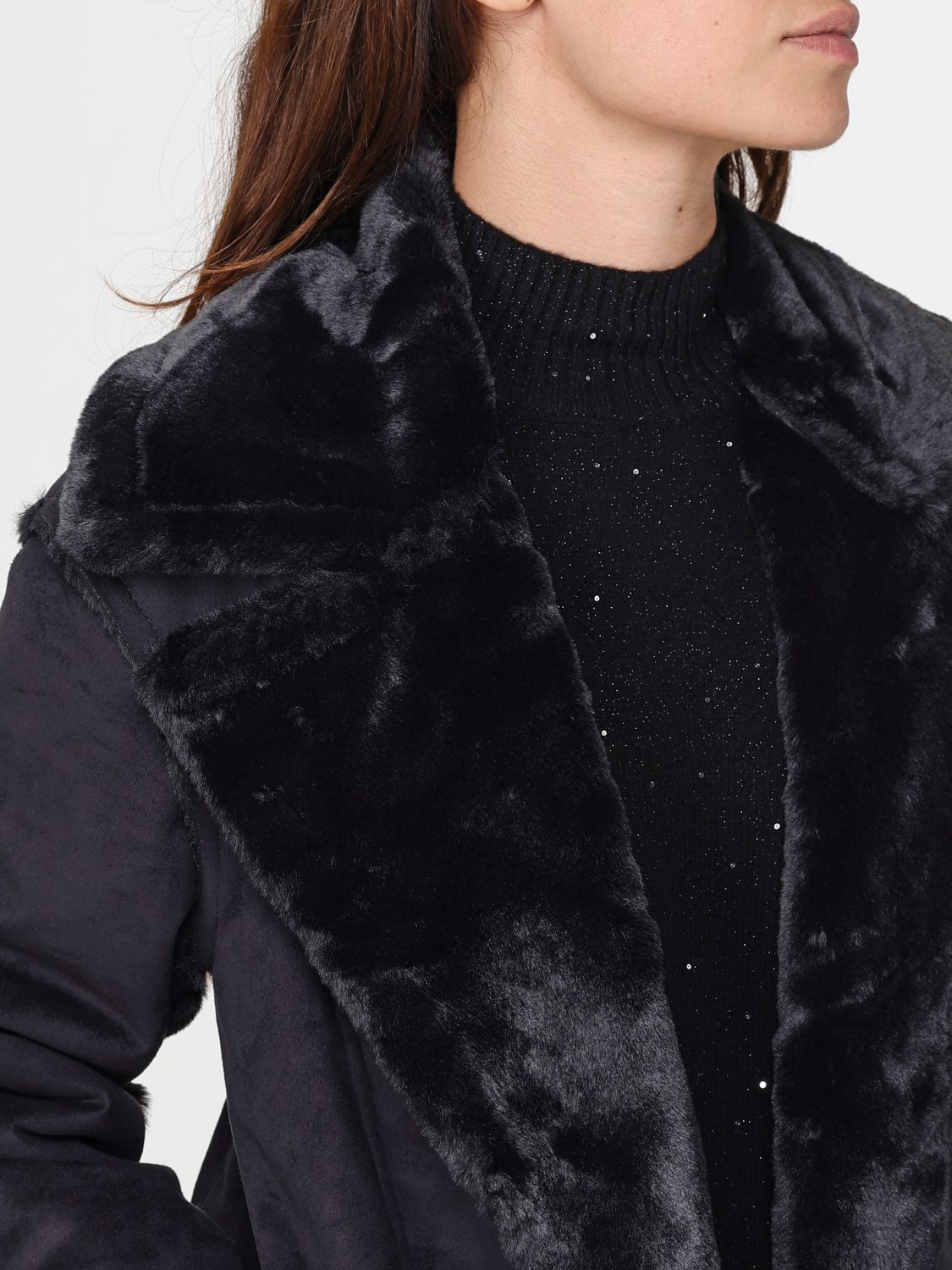 Fur Coat Woman color Black