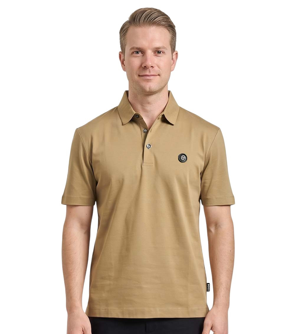 Beige Shirt Collar Polos
