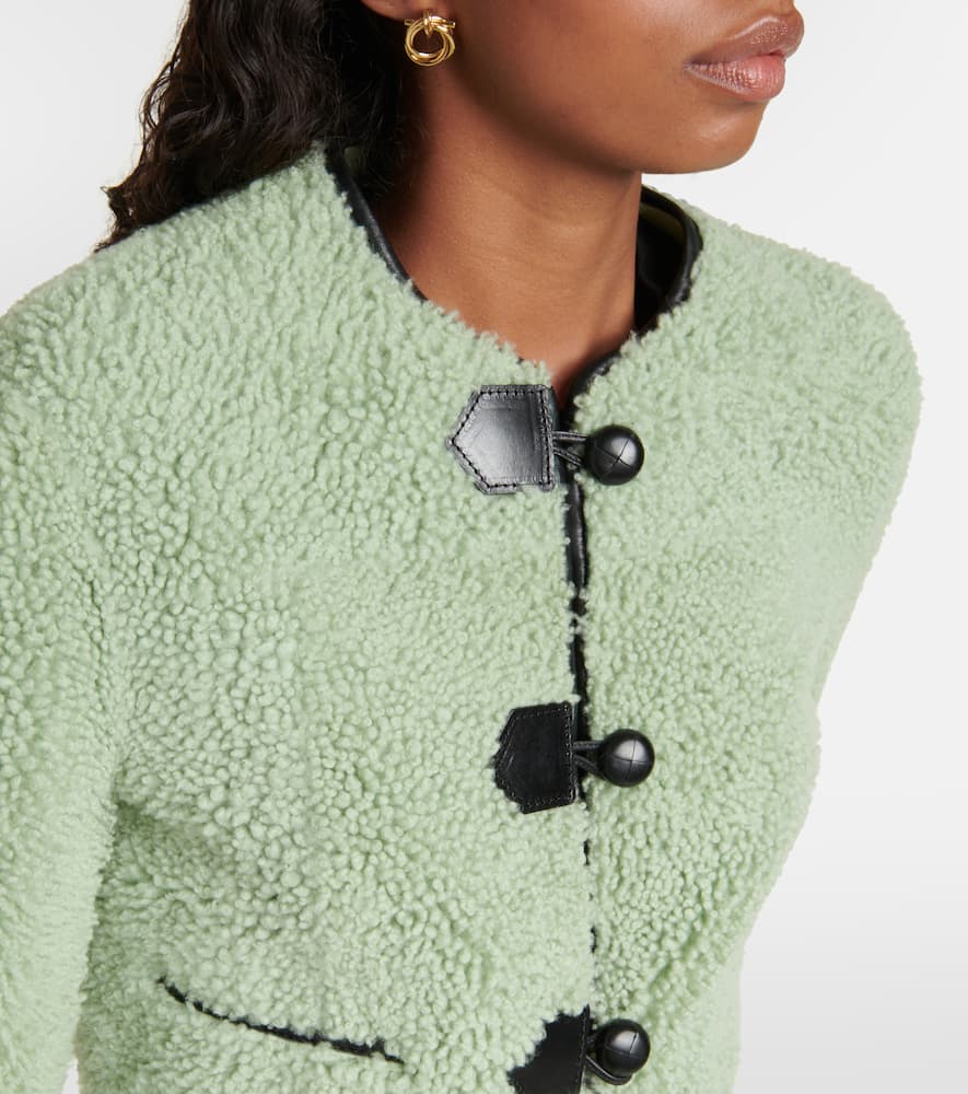 Leather-trimmed shearling jacket