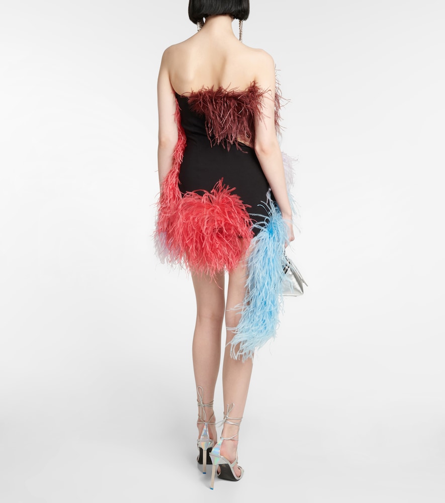 Keri feather-embellished minidress