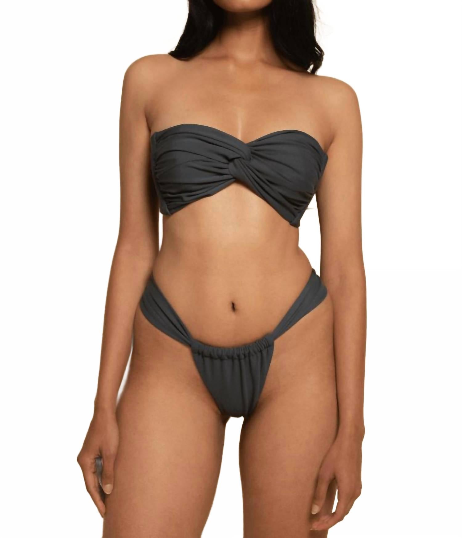 Turban Bikini Top In Charcoal