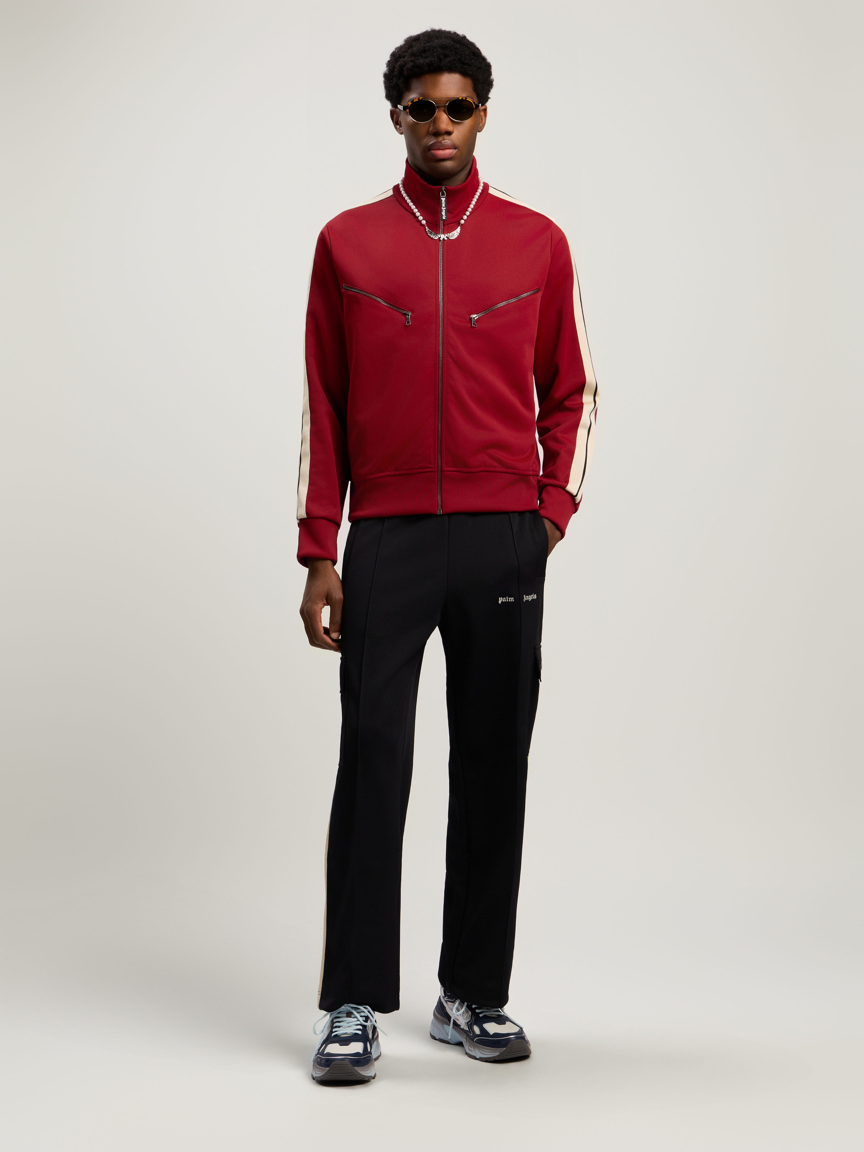 Curved Logo Zip-up Track Jacket Man  Red