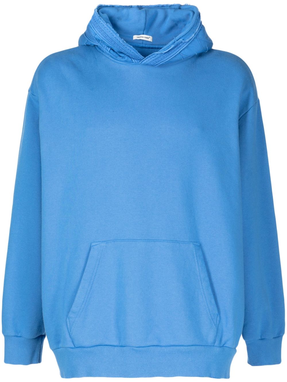 Pointelle-trim cotton hoodie - Black