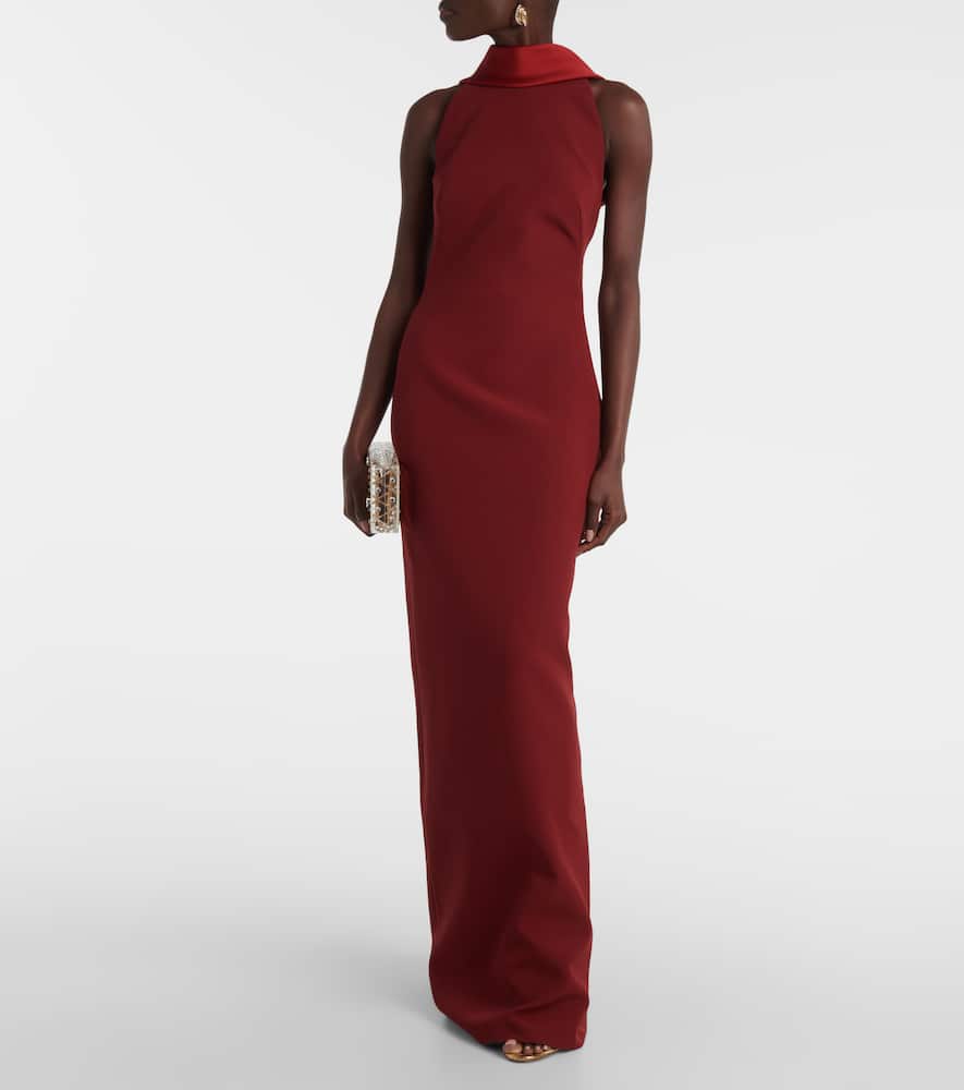 Holliana satin-trimmed crêpe gown