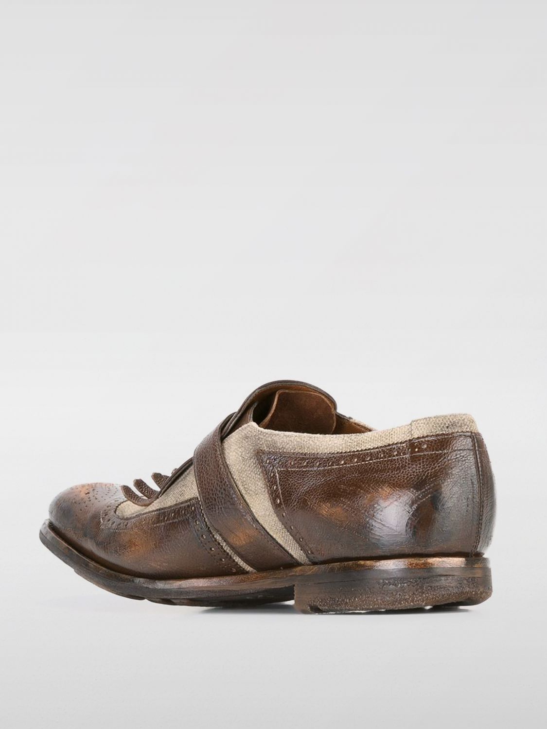Distressed-finish monk shoes - White