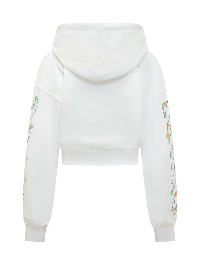 White Floral Hood Sweatshirt