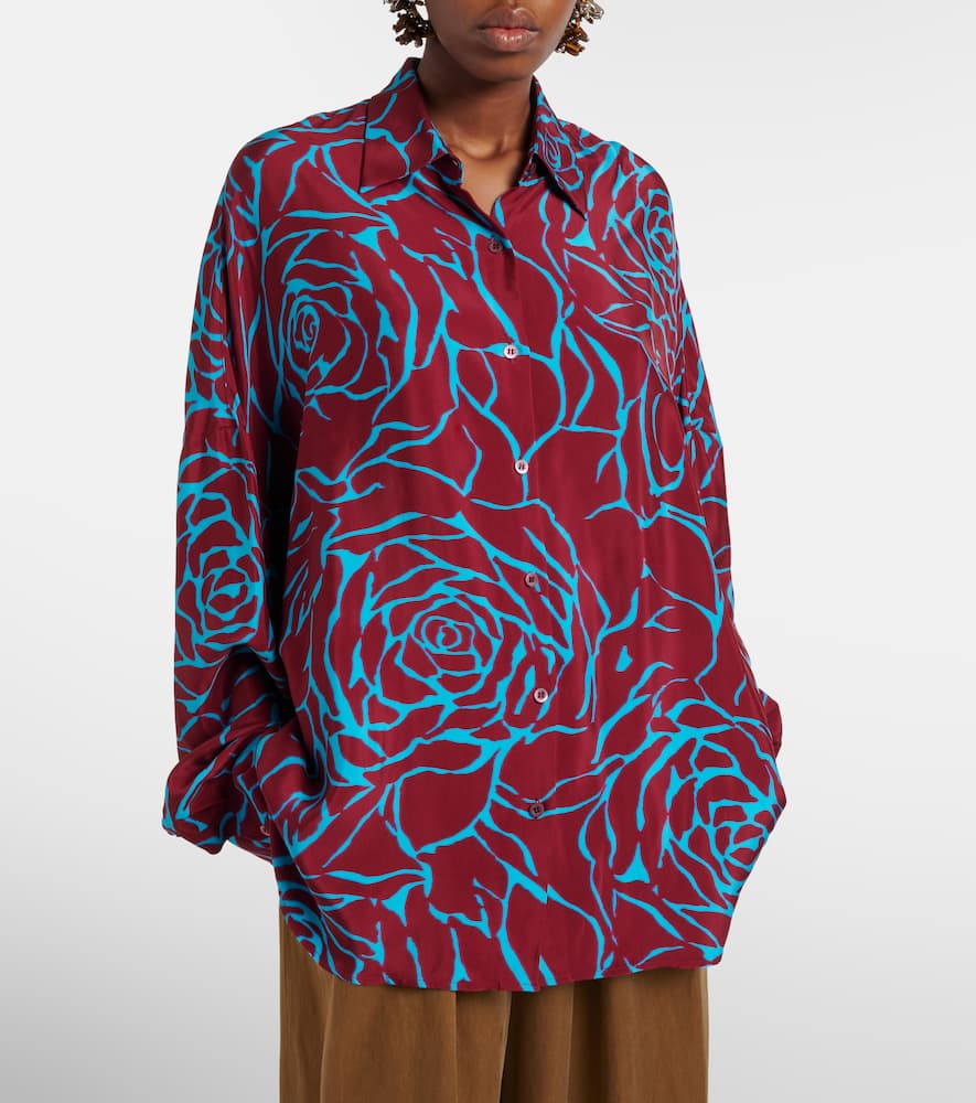 Printed oversized satin shirt