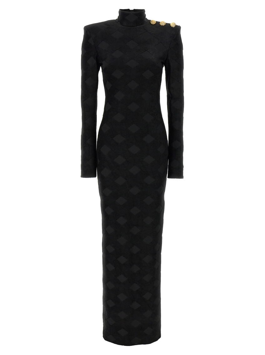 Gingham bouclé maxi dress - Black