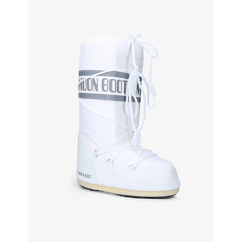 Womens White Icon Junior Branded Nylon Snow Boots