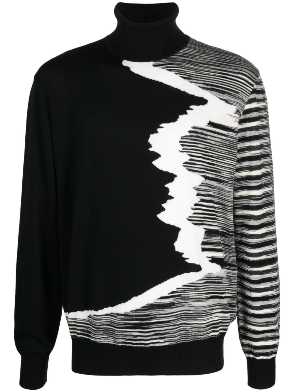 Stripe-pattern roll-neck jumper - Blue