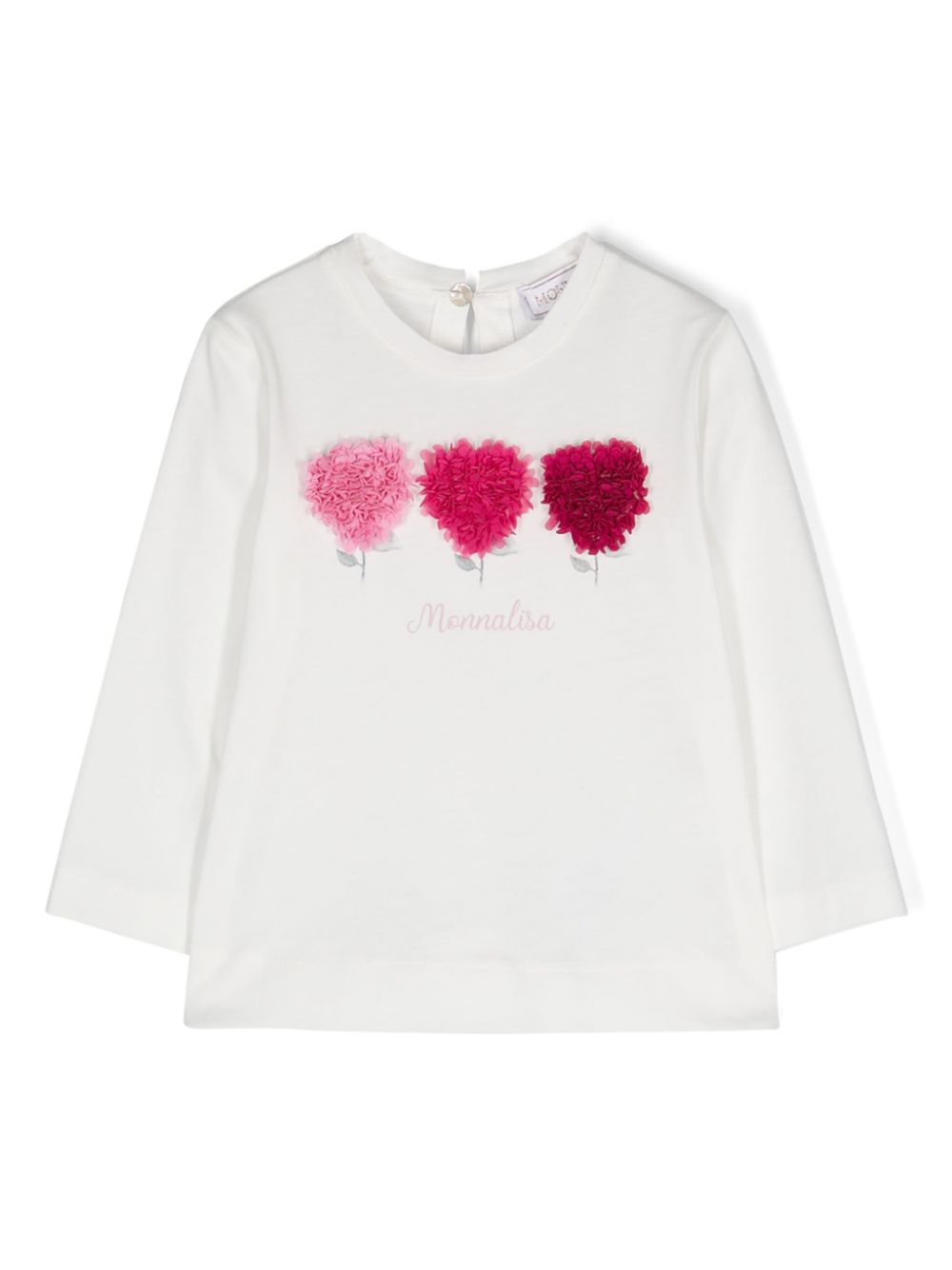 Floral-appliqué cotton T-shirt - White