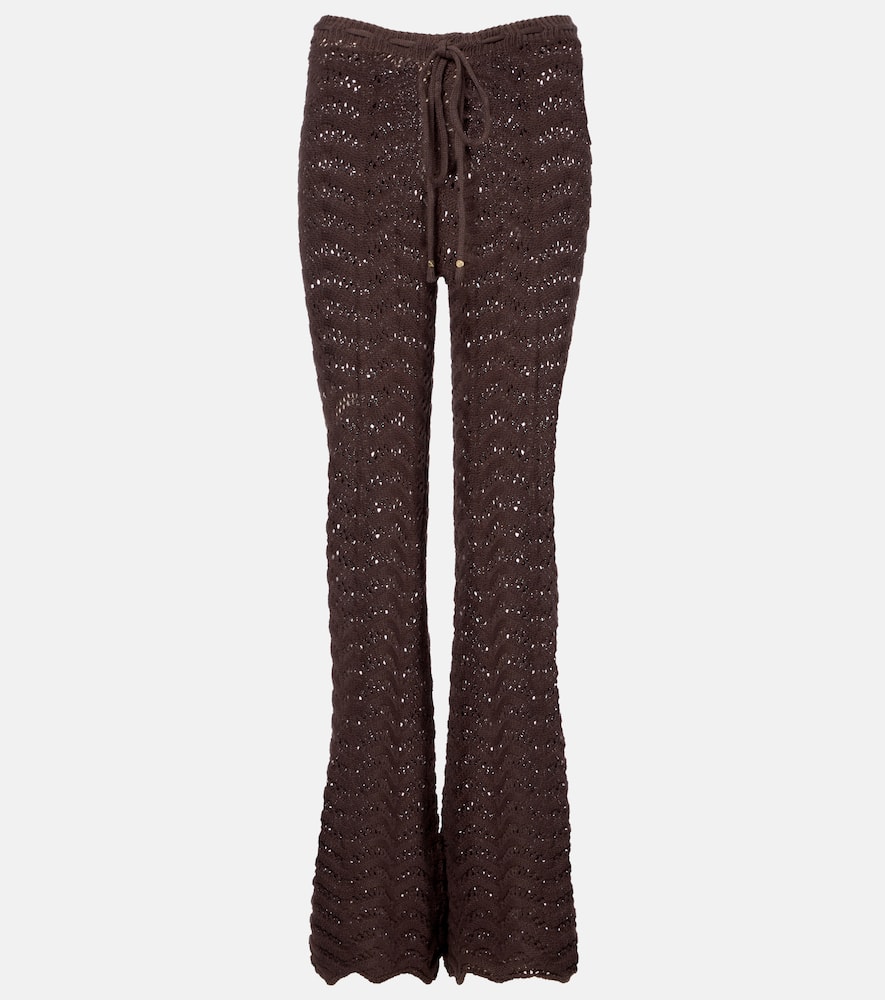 Kim open-knit cotton-blend flared pants
