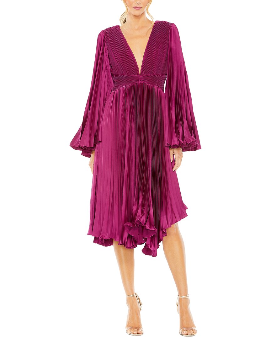 Long Flare Sleeve Pleated Dress