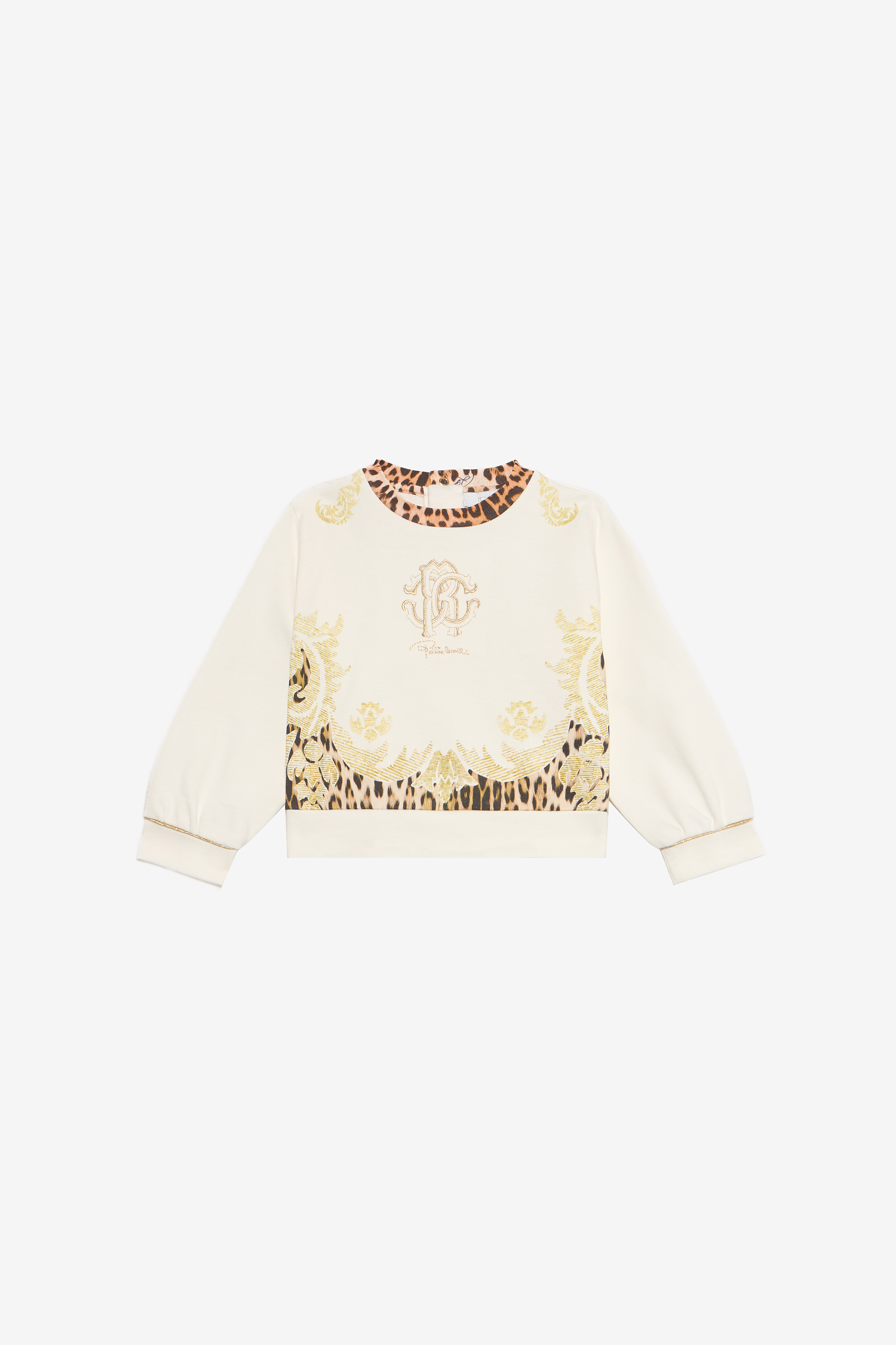 Milk White Sweatshirt With Jaguar Skin Print