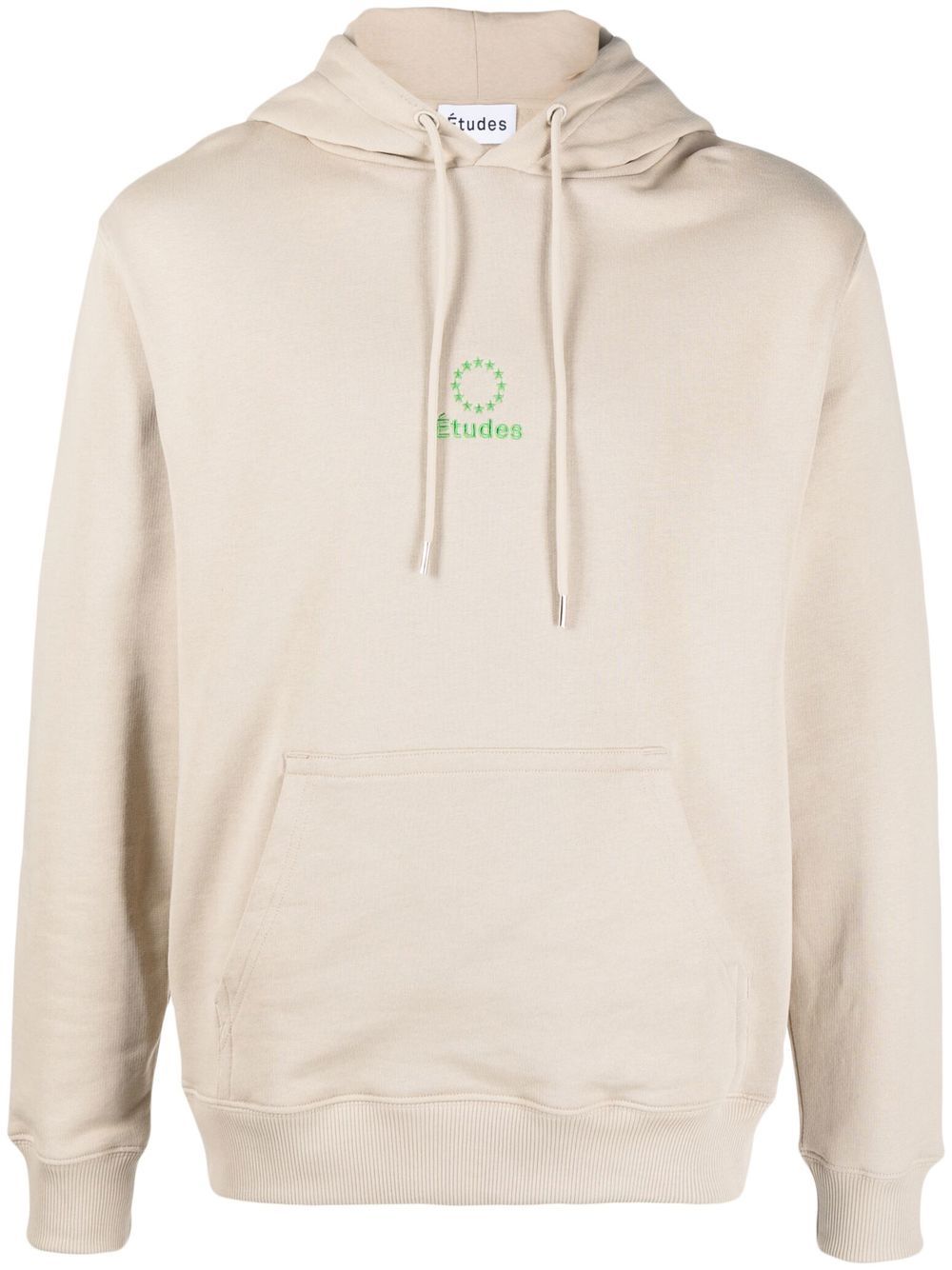 Logo-embroidered organic cotton hoodie - Neutrals