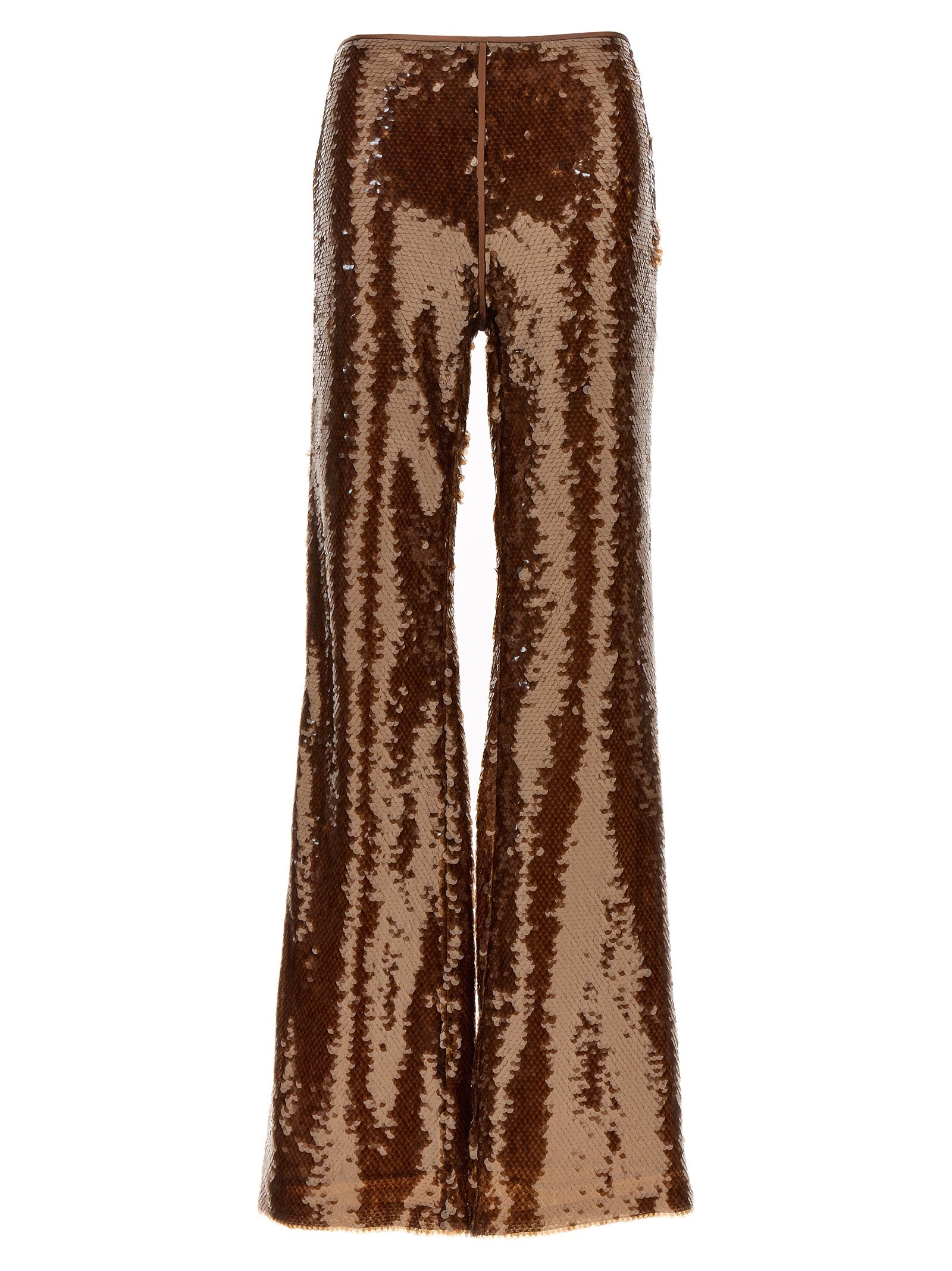 -Sequin Pantaloni Marrone-Donna