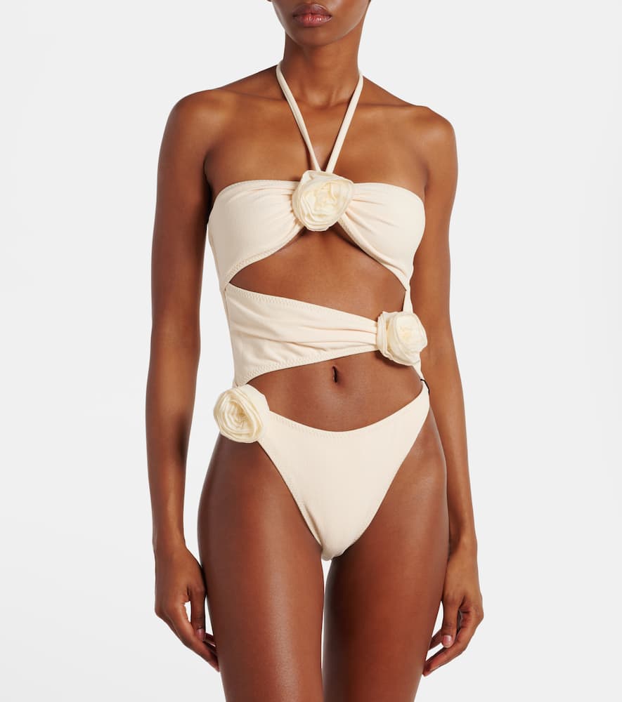 Same Floral-appliqué cutout swimsuit